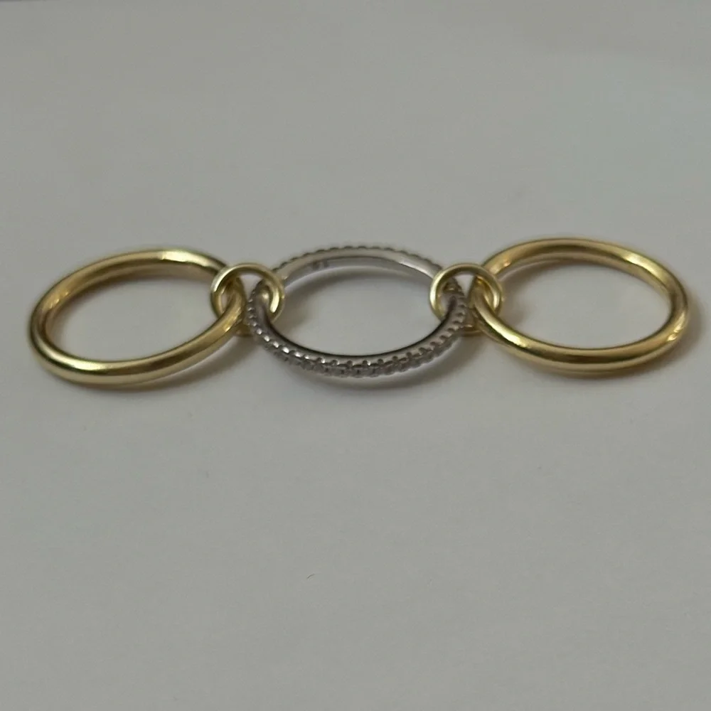 925 Silver band ring clear cz stones 18k yellow gold plated size 5.5